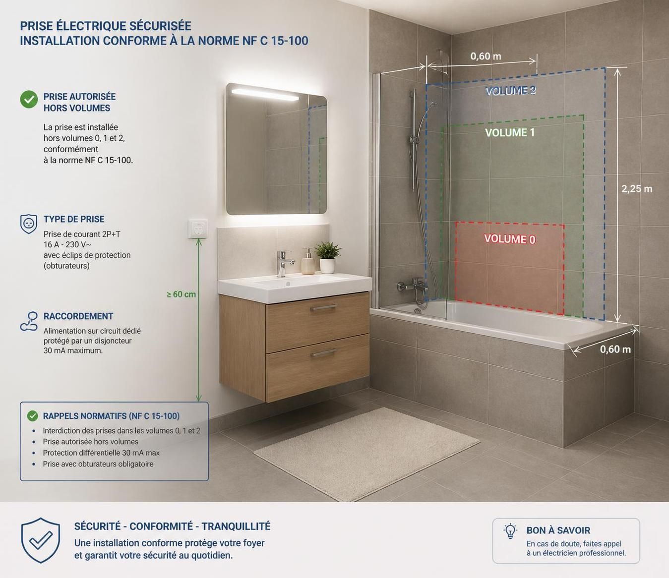 découvrez les exigences de la norme nfc 15-100 pour garantir une salle de bain conforme aux réglementations et sécurisée, avec des conseils pratiques et explications claires.