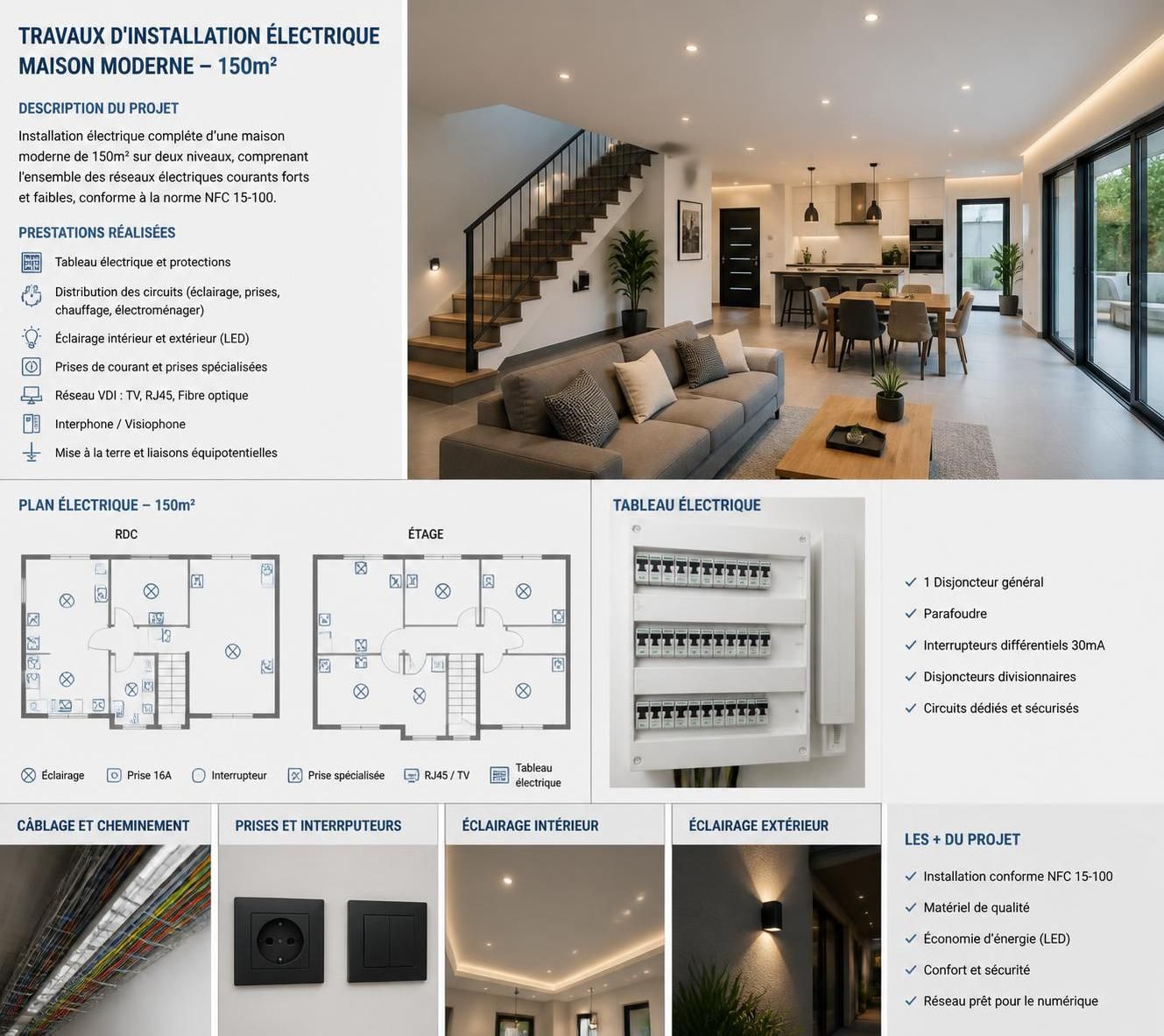 découvrez le prix moyen de l'installation électrique pour une maison de 150m2, incluant les coûts des matériaux et de la main-d'œuvre, pour bien préparer votre budget.