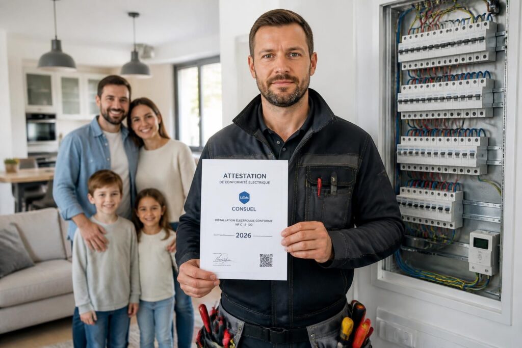 découvrez pourquoi l'attestation de conformité électrique est indispensable en 2026, ses enjeux réglementaires et comment elle garantit la sécurité de vos installations.