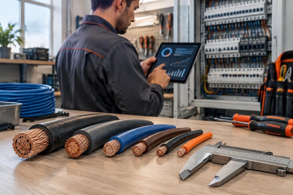 calculez la section de câble électrique adaptée à votre installation selon la puissance, la longueur et l’intensité pour choisir la bonne dimension en toute sécurité.