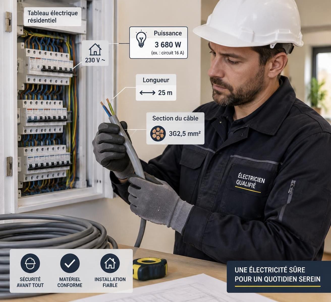 découvrez comment choisir la bonne section de câble électrique selon la puissance, la longueur et la chute de tension pour une installation sûre et efficace.