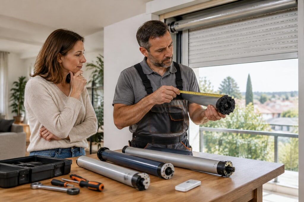 découvrez comment choisir un moteur de volet roulant électrique selon le poids, les dimensions et le type de commande de vos volets.