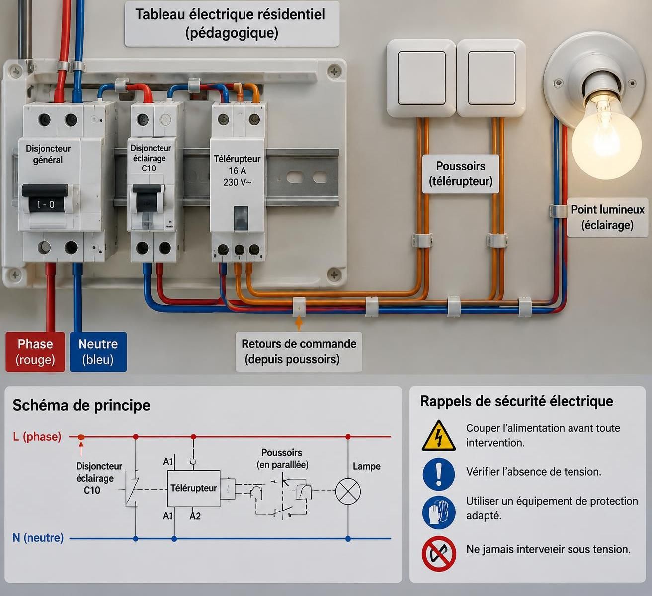découvrez le schéma d’un télérupteur et les étapes pour le brancher correctement afin de commander un éclairage depuis plusieurs interrupteurs.