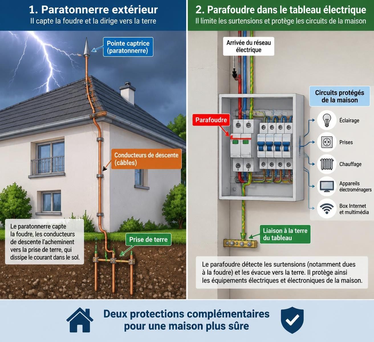 parafoudre ou paratonnerre : découvrez leurs différences, leur fonctionnement et la protection à choisir pour sécuriser votre maison contre la foudre.